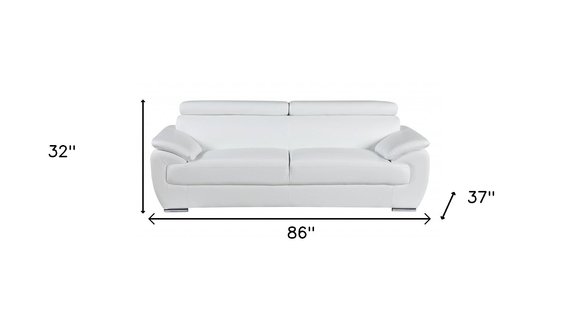 White Leather Sofa With Silver Legs