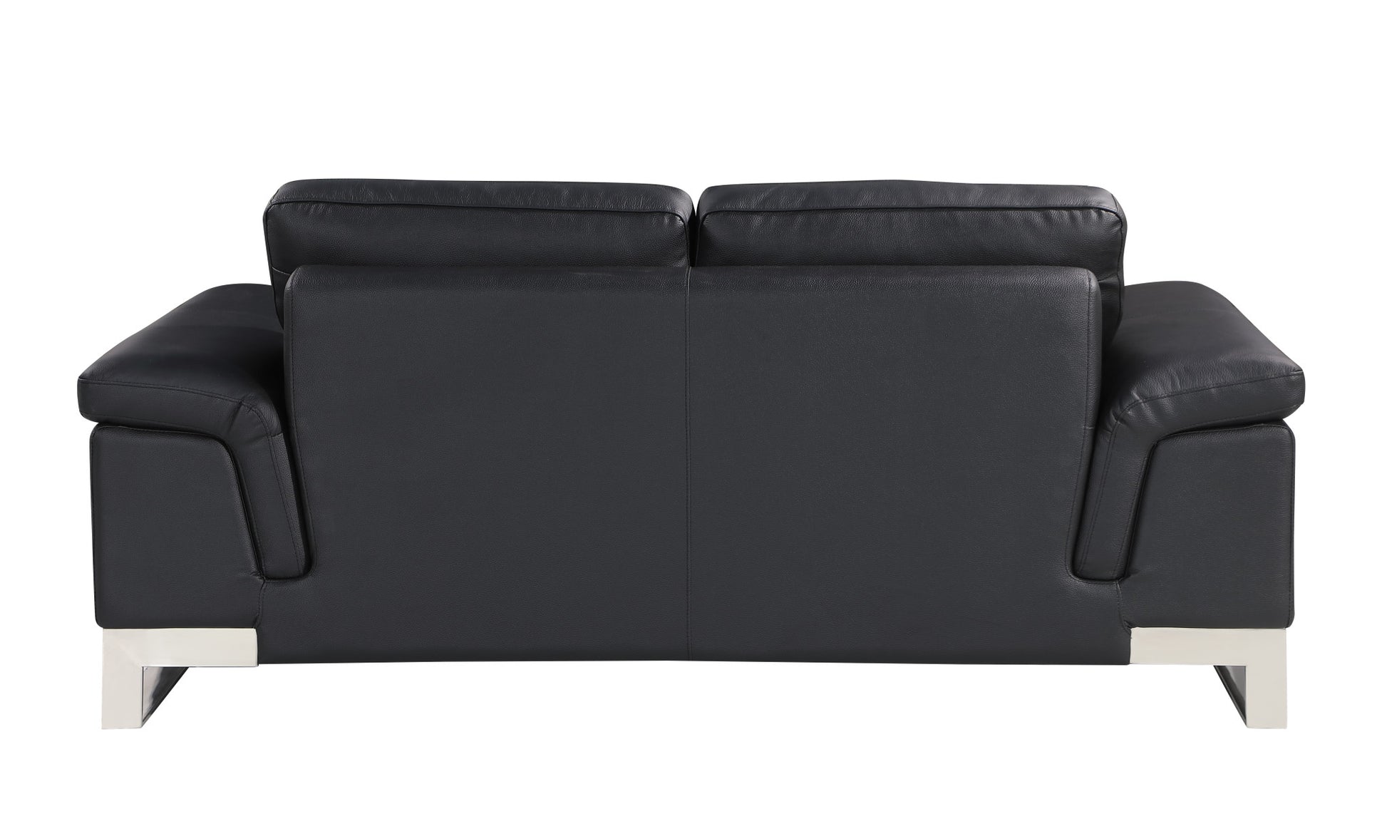 Three Piece Indoor Black Italian Leather Six Person Seating Set-2
