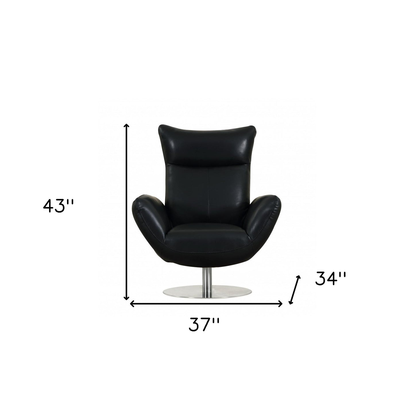 Black And Silver Genuine Leather Lounge Chair