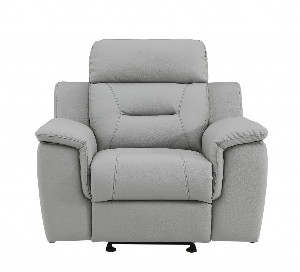 Three Piece Indoor Gray Genuine Leather Five Person Seating
