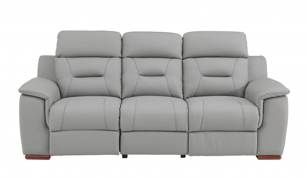 Three Piece Indoor Gray Genuine Leather Five Person Seating