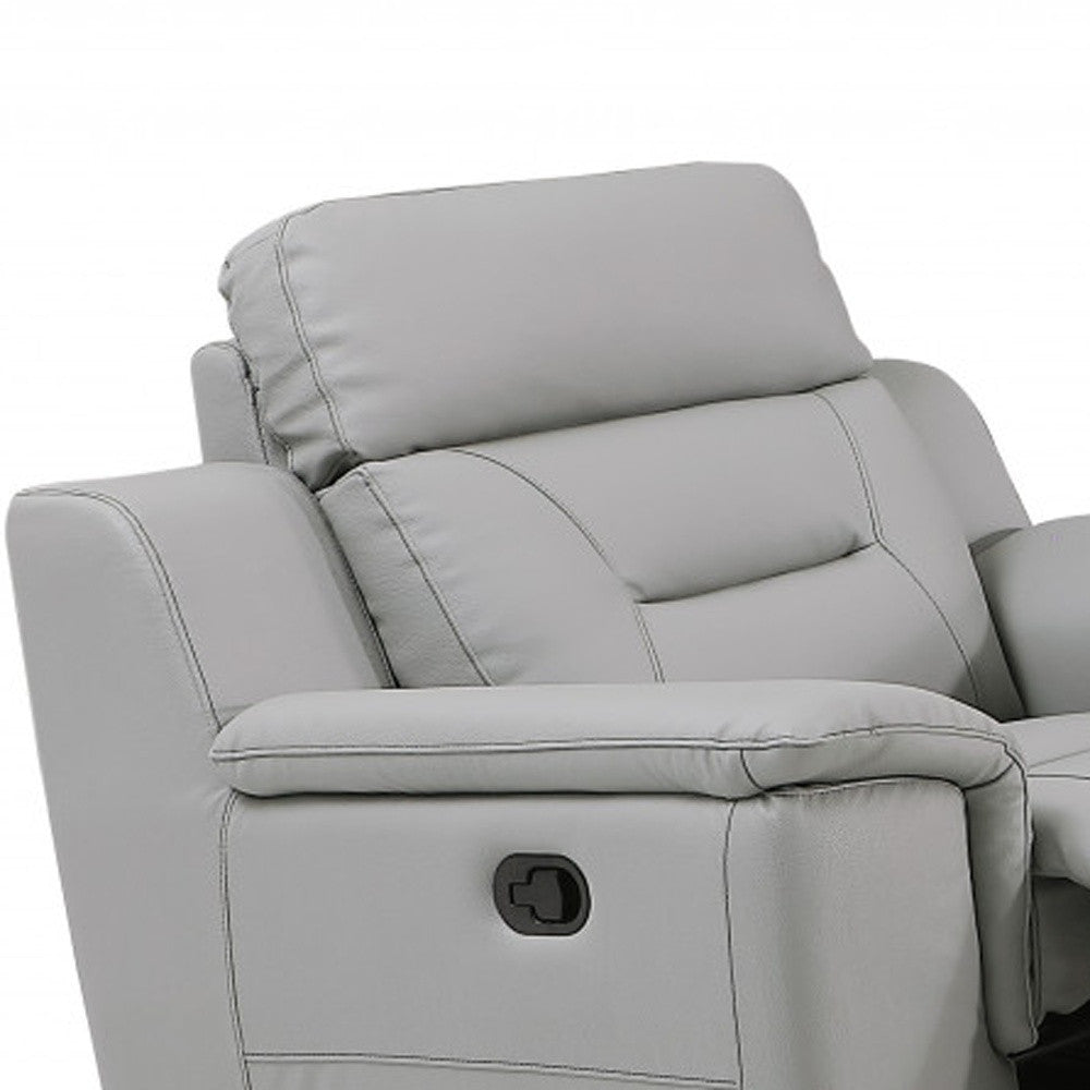 Three Piece Indoor Gray Genuine Leather Five Person Seating 
