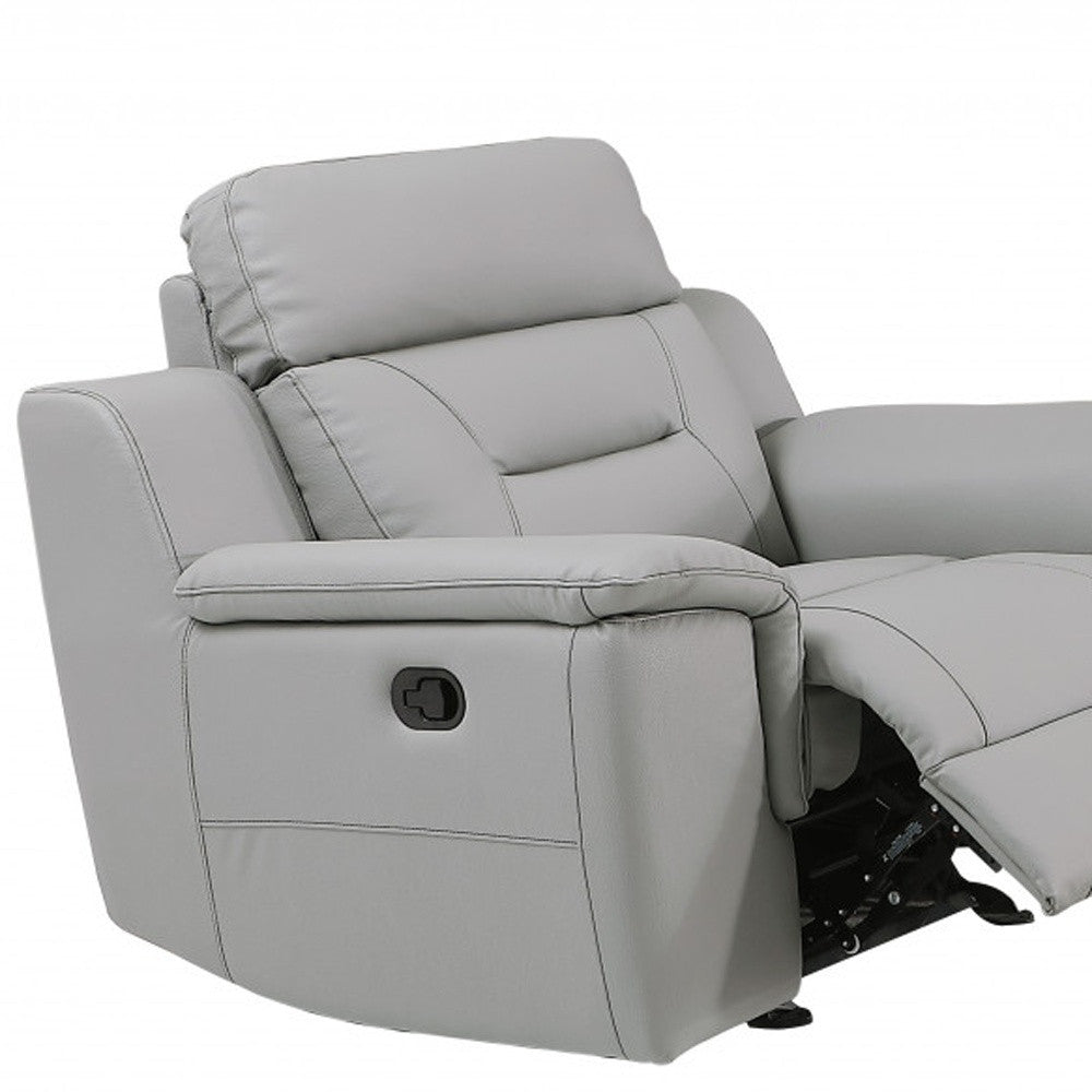 Three Piece Indoor Gray Genuine Leather Five Person Seating