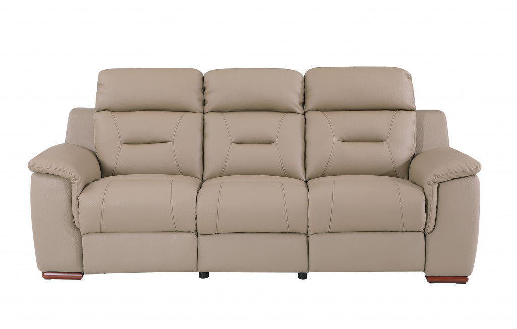 Two Piece Indoor Beige Genuine Leather Five Person Seating  