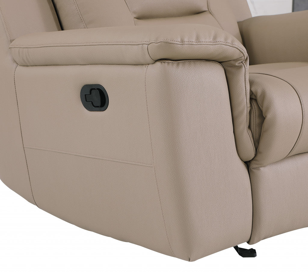 Two Piece Indoor Beige Genuine Leather Five Person Seating  