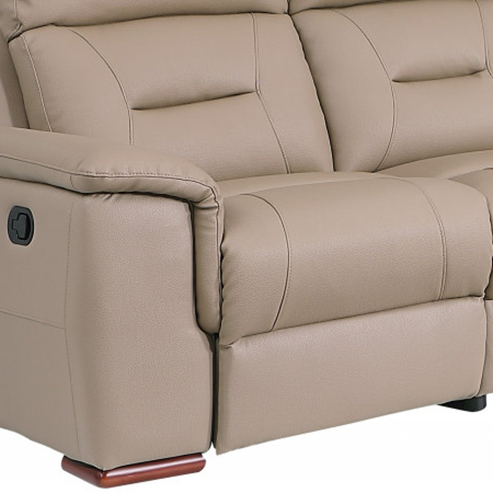 Two Piece Indoor Beige Genuine Leather Five Person Seating 