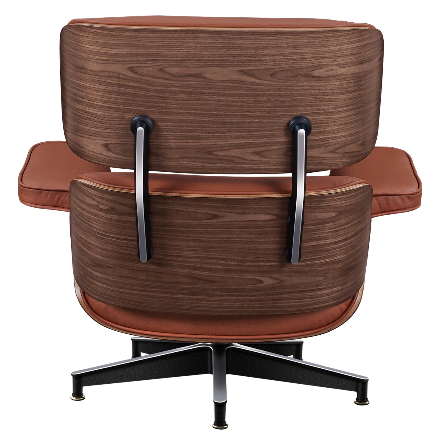 27" Brown and Light Brown Tufted Genuine Leather Swivel Lounge Chair With Ottoman-1